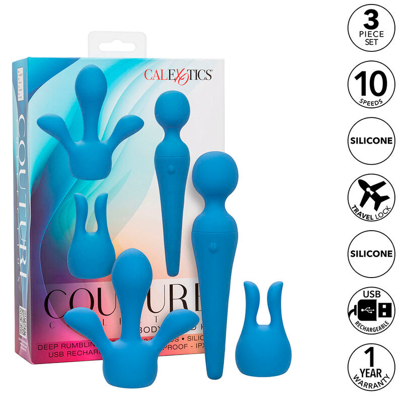 CALEXOTICS - COUTURE KIT VIBRATOR WAND 10 VIBRATIONS BLUE - NOCTURNA DESIRES