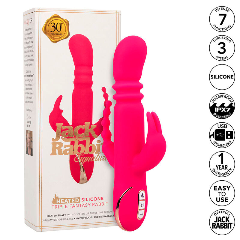 CALEXOTICS - JACK FANTASY TRIPLE HEATED VIBRATOR RABBIT PINK - NOCTURNA DESIRES