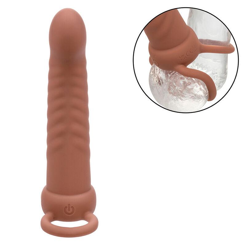 CALEXOTICS - MAXX RIBBED DUAL PENETRATOR 10 VIBRATIONS BROWN - NOCTURNA DESIRES