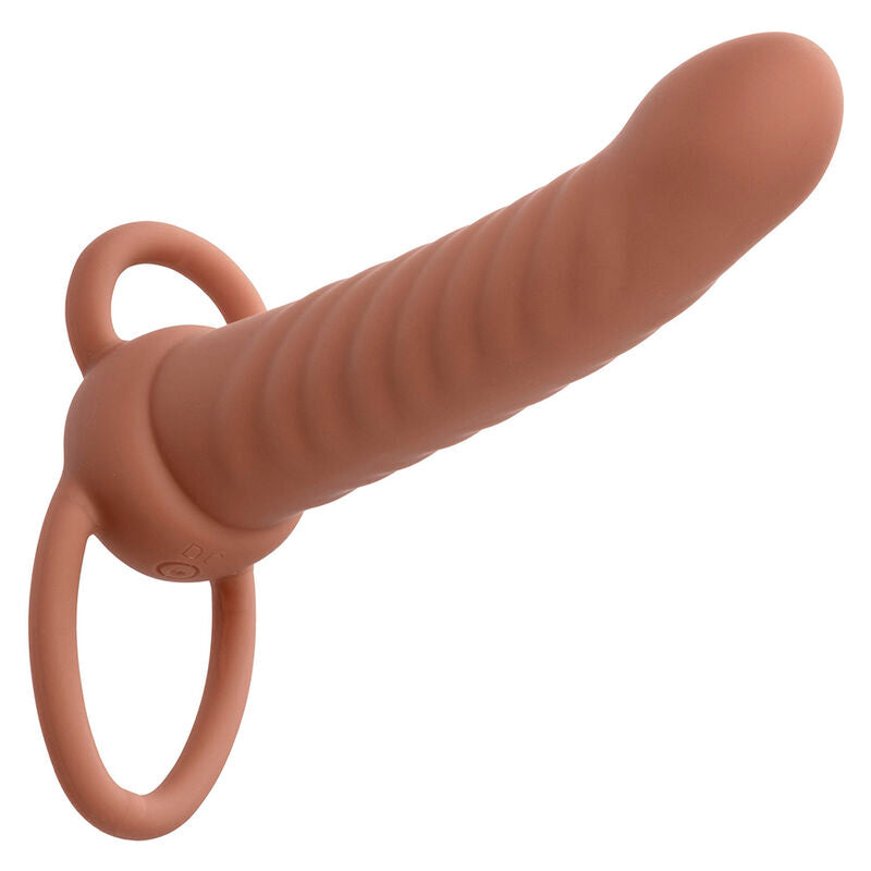 CALEXOTICS - MAXX RIBBED DUAL PENETRATOR 10 VIBRATIONS BROWN - NOCTURNA DESIRES