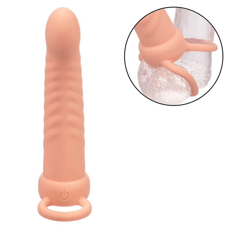 CALEXOTICS - MAXX RIBBED DUAL PENETRATOR 10 VIBRATIONS FLESH - NOCTURNA DESIRES