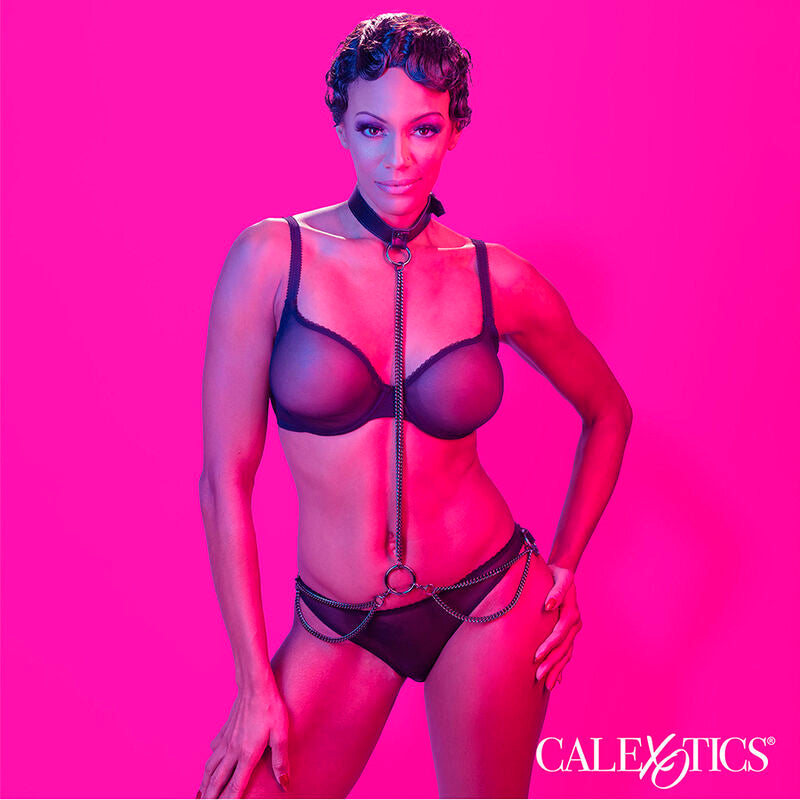 CALEXOTICS - EUPHORIA CHAIN HALTER COLLAR & LEASH - NOCTURNA DESIRES