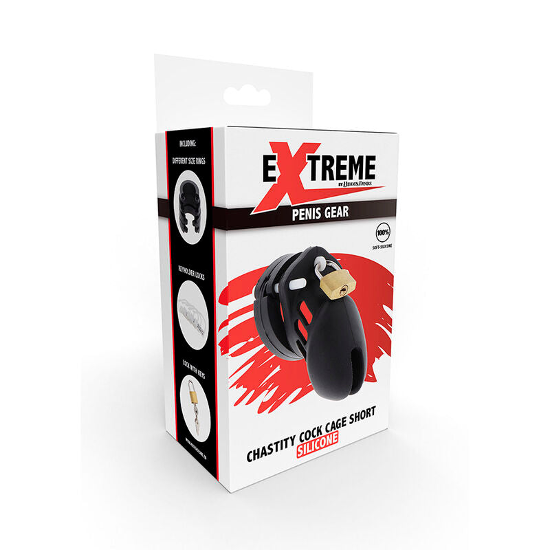 HIDDEN DESIRE - EXTREME CHASTITY COCK CAGE SILICONE SIZE S BLACK - NOCTURNA DESIRES