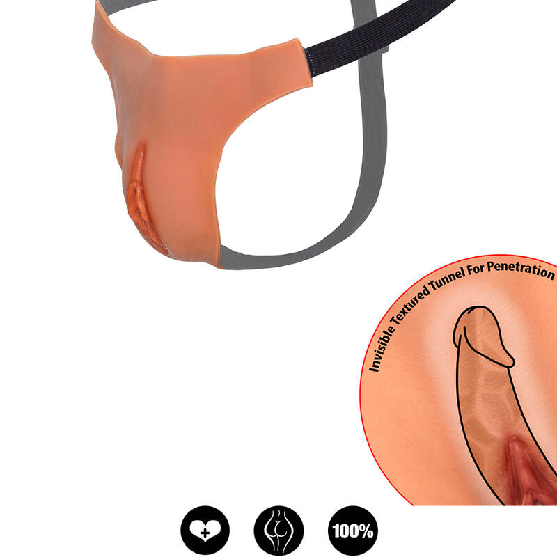 HIDDEN DESIRE - ALTER EGO ADJUSTABLE OPEN VAGINA STRING FLESH - NOCTURNA DESIRES