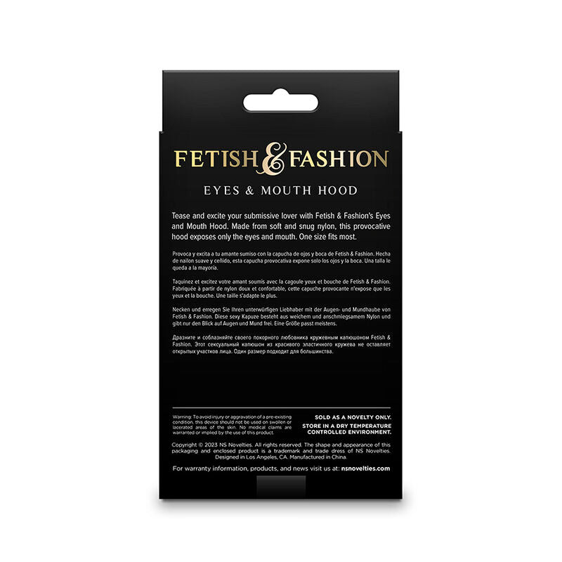 NS NOVELTIES - FETISH & FASHION EYES AND MOUTH HOOD NYLON BLACK - NOCTURNA DESIRES