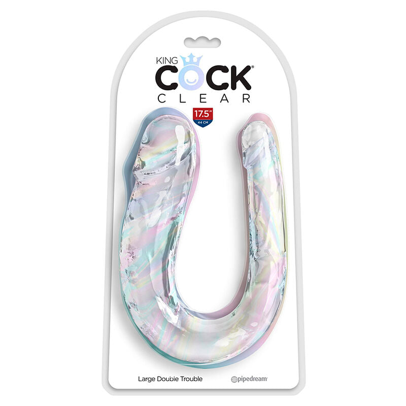 KING COCK - DOUBLE TROUBLE DOUBLE DILDO 44 CM CLEAR - NOCTURNA DESIRES