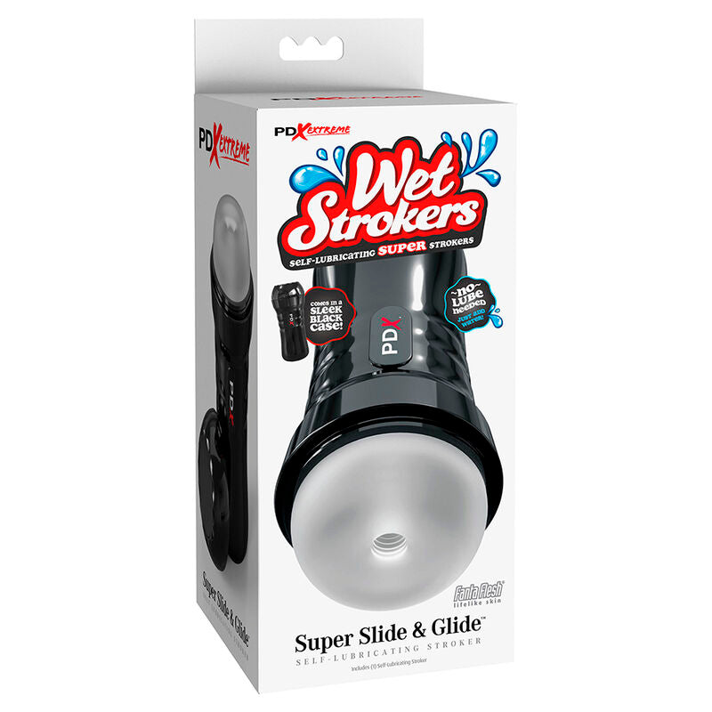 PDX EXTREME - SLIDE & GLIDE SELF-LUBRICATING MASTURBATOR CLEAR - NOCTURNA DESIRES