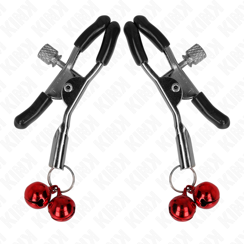 KINK - DOUBLE BELL NIPPLE CLAMP RED 6 CM - NOCTURNA DESIRES