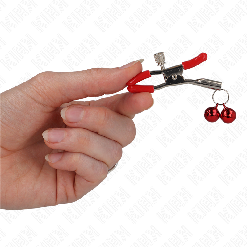KINK - RED DOUBLE BELL NIPPLE CLAMP RED 6 CM - NOCTURNA DESIRES
