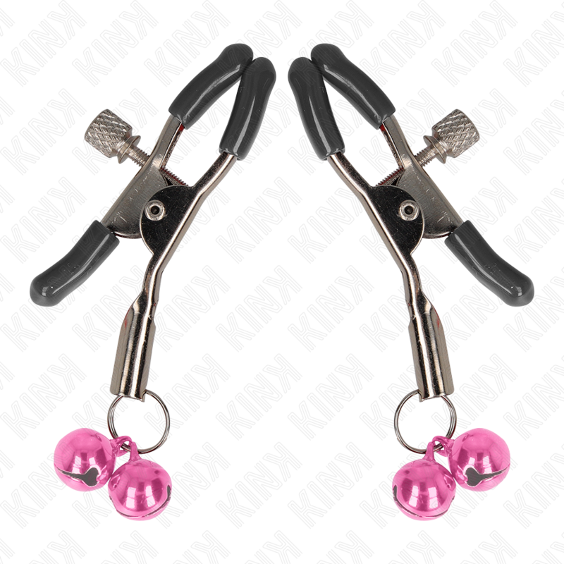 KINK - DOUBLE BELL NIPPLE CLAMP PINK 6 CM - NOCTURNA DESIRES