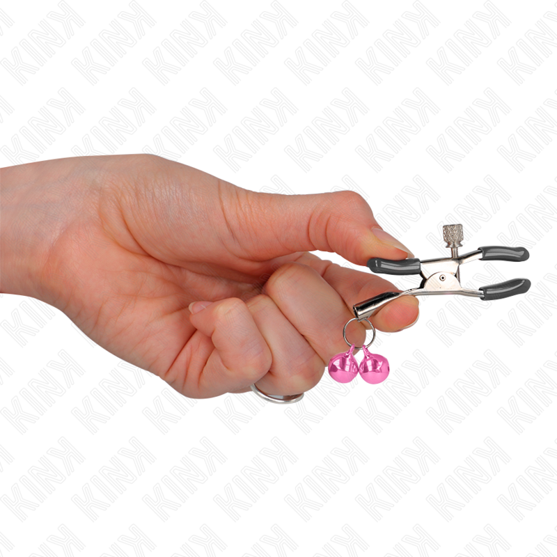 KINK - DOUBLE BELL NIPPLE CLAMP PINK 6 CM - NOCTURNA DESIRES