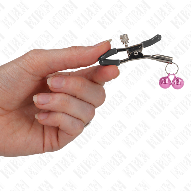 KINK - DOUBLE BELL NIPPLE CLAMP PINK 6 CM - NOCTURNA DESIRES