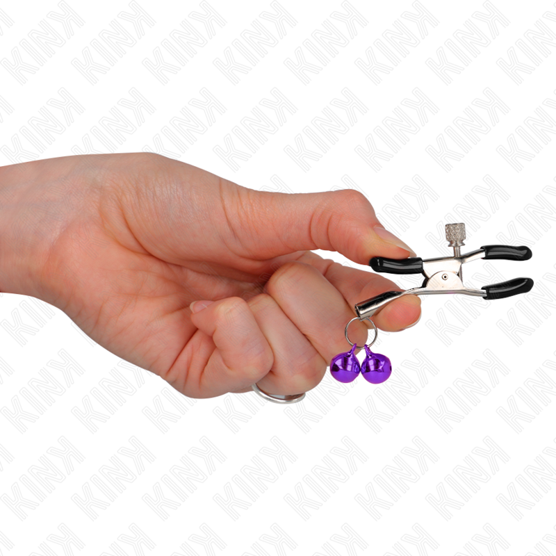 KINK - DOUBLE BELL NIPPLE CLAMP PURPLE 6 CM - NOCTURNA DESIRES