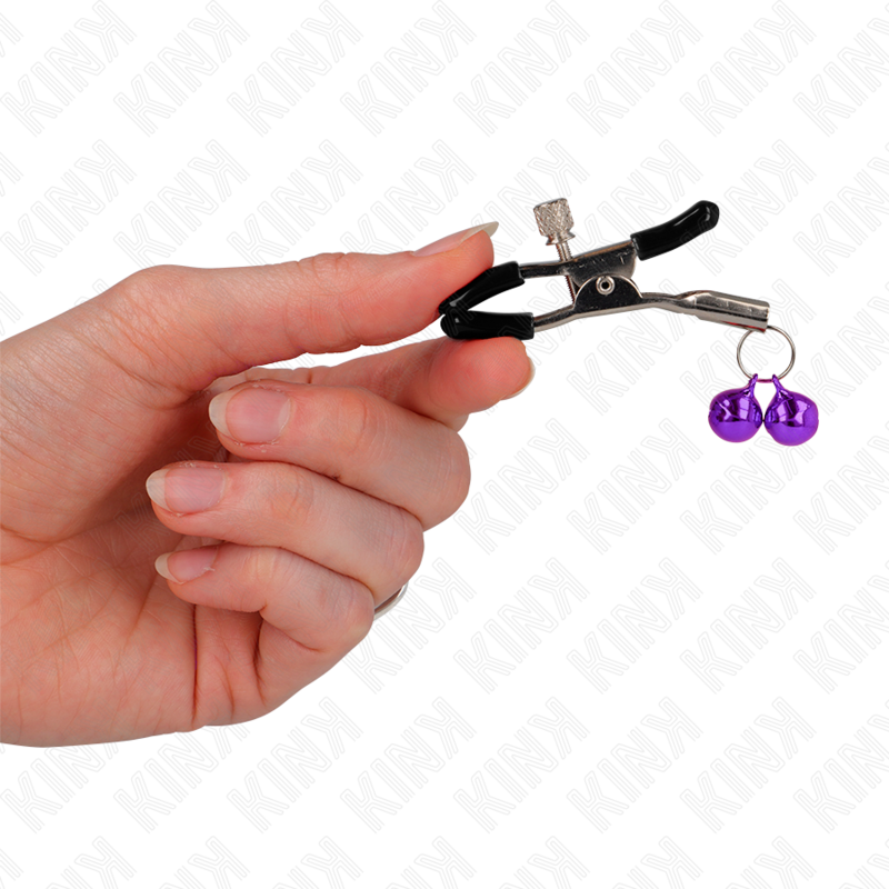 KINK - DOUBLE BELL NIPPLE CLAMP PURPLE 6 CM - NOCTURNA DESIRES