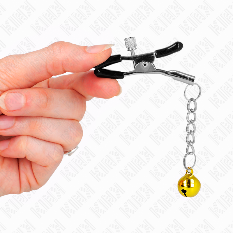 KINK - GOLD JINGLE BELL PENDANT NIPPLE CLAMPS 6 CM - NOCTURNA DESIRES