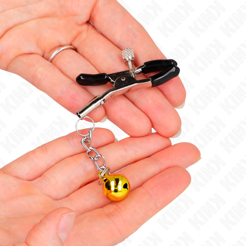 KINK - GOLD JINGLE BELL PENDANT NIPPLE CLAMPS 6 CM - NOCTURNA DESIRES