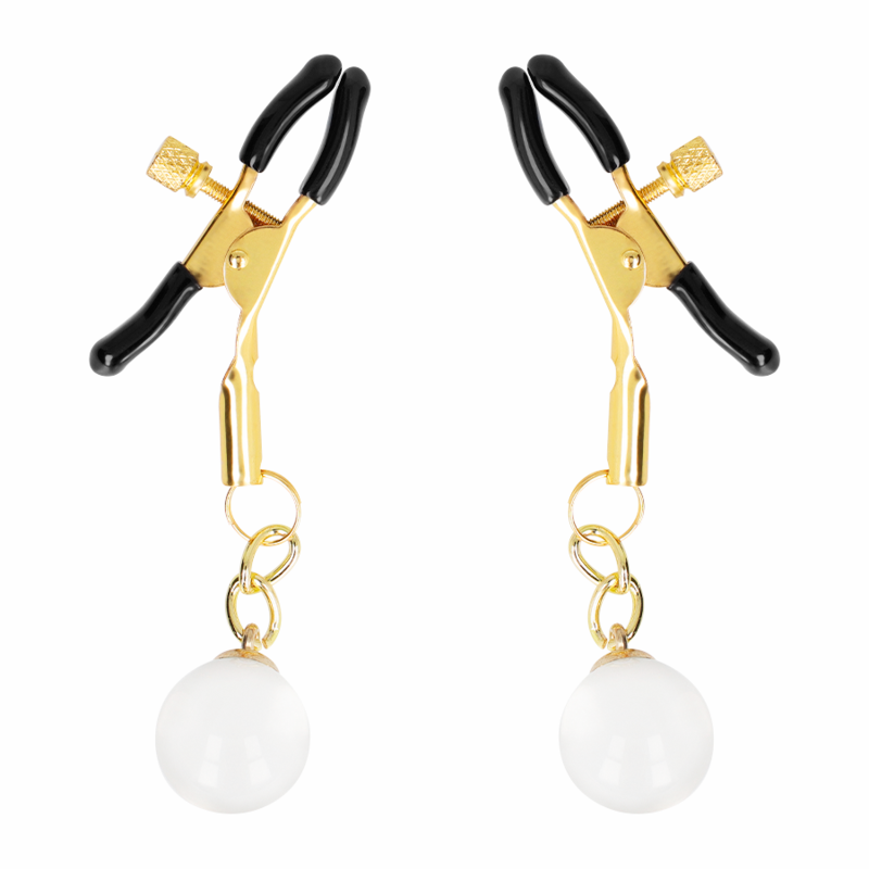 KINK - GLASS BEAD NIPPLE CLAMPS GOLD 6 CM - NOCTURNA DESIRES