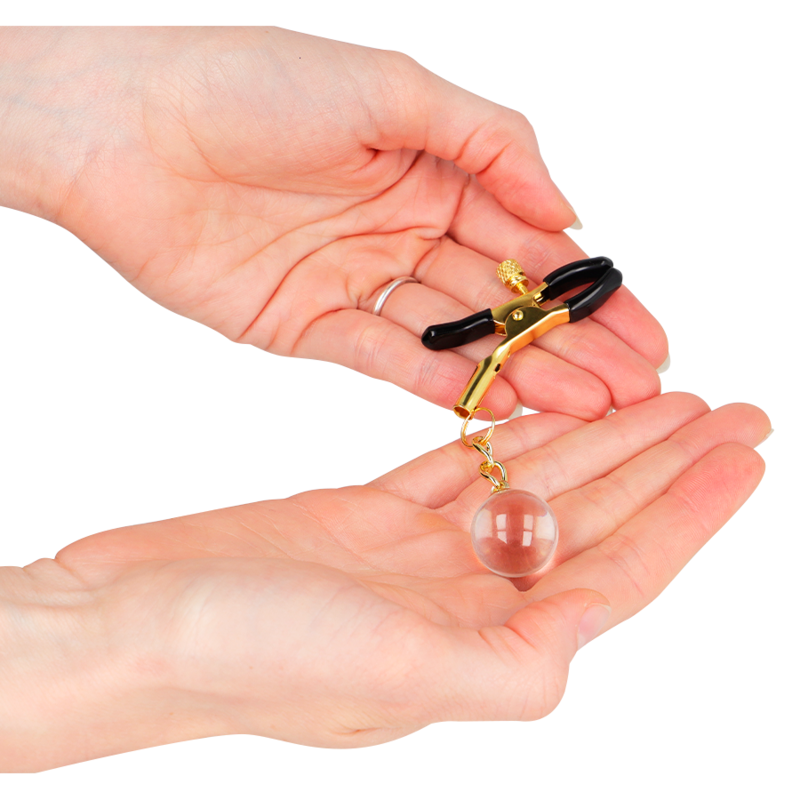 KINK - GLASS BEAD NIPPLE CLAMPS GOLD 6 CM - NOCTURNA DESIRES