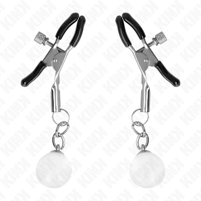 KINK - GLASS BEAD NIPPLE CLAMPS SILVER 6 CM - NOCTURNA DESIRES