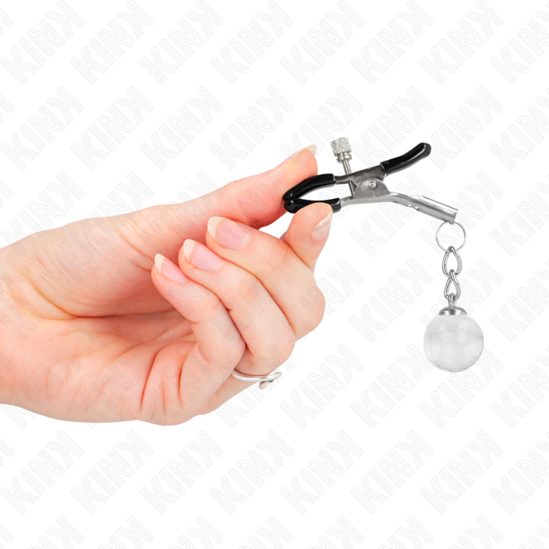 KINK - GLASS BEAD NIPPLE CLAMPS SILVER 6 CM - NOCTURNA DESIRES