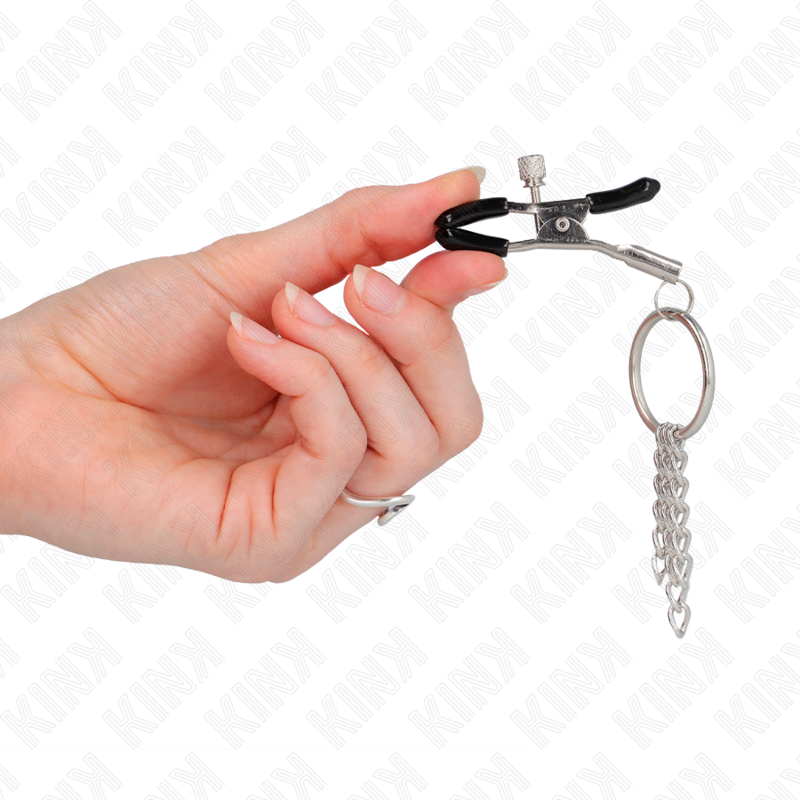 KINK - O RING NIPPLE CLAMP AND LITTLE CHAIN SILVER 6 CM - NOCTURNA DESIRES