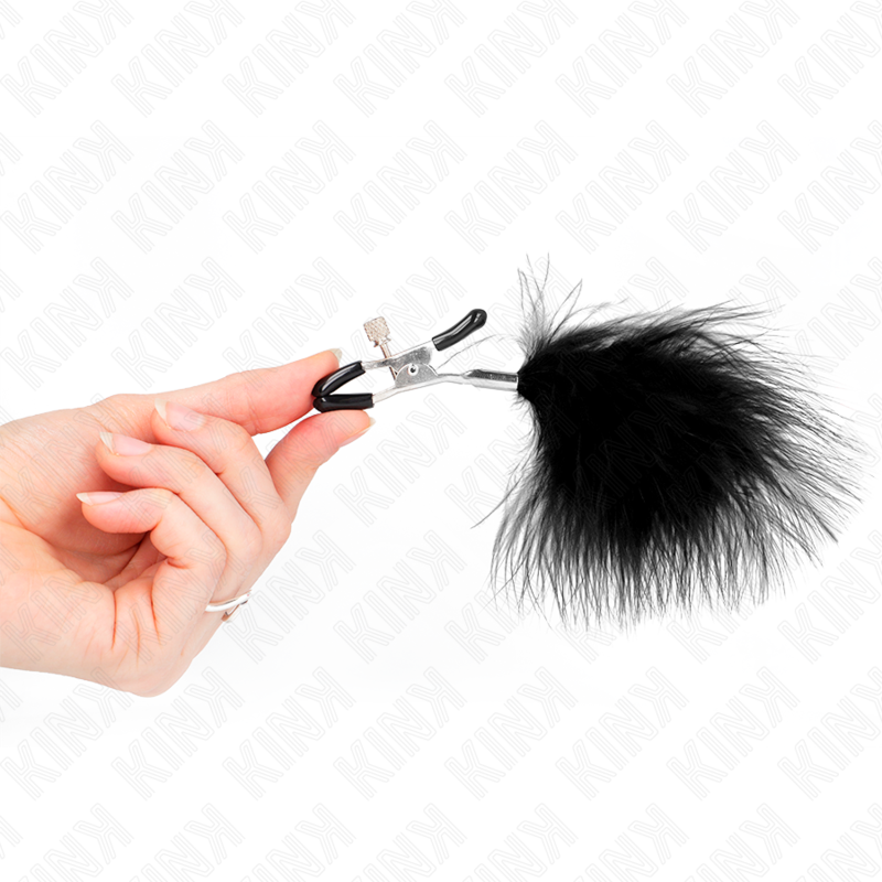 KINK - FEATHER NIPPLE CLAMP BLACK 7 CM - NOCTURNA DESIRES