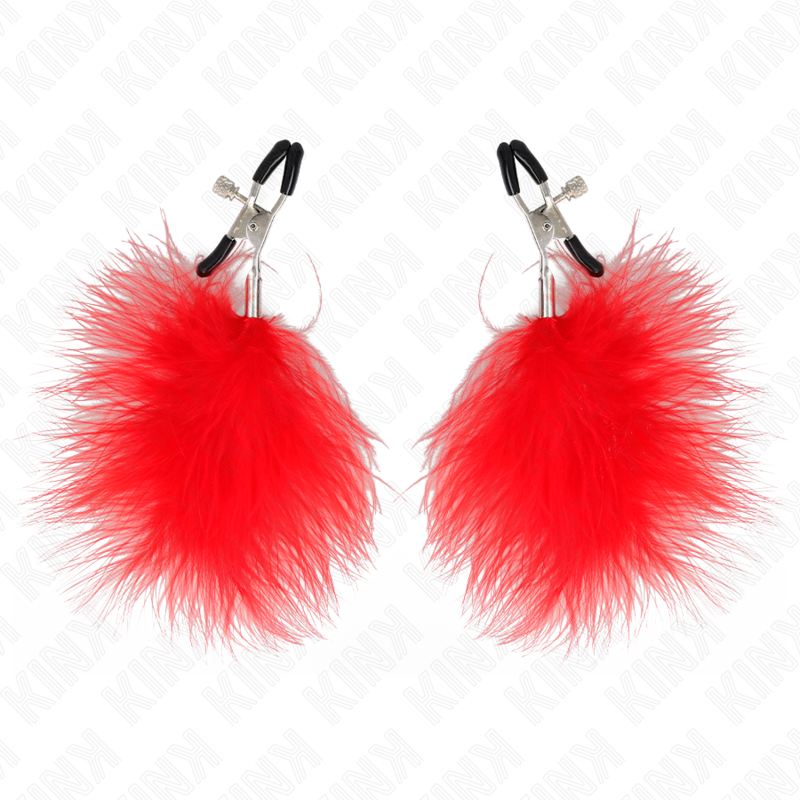 KINK - FEATHER NIPPLE CLAMP RED 7 CM - NOCTURNA DESIRES