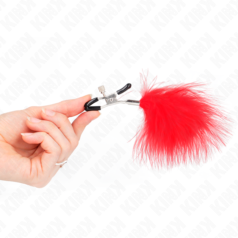 KINK - FEATHER NIPPLE CLAMP RED 7 CM - NOCTURNA DESIRES