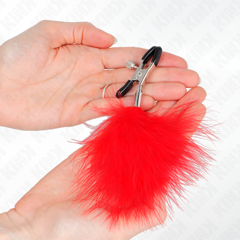 KINK - FEATHER NIPPLE CLAMP RED 7 CM - NOCTURNA DESIRES