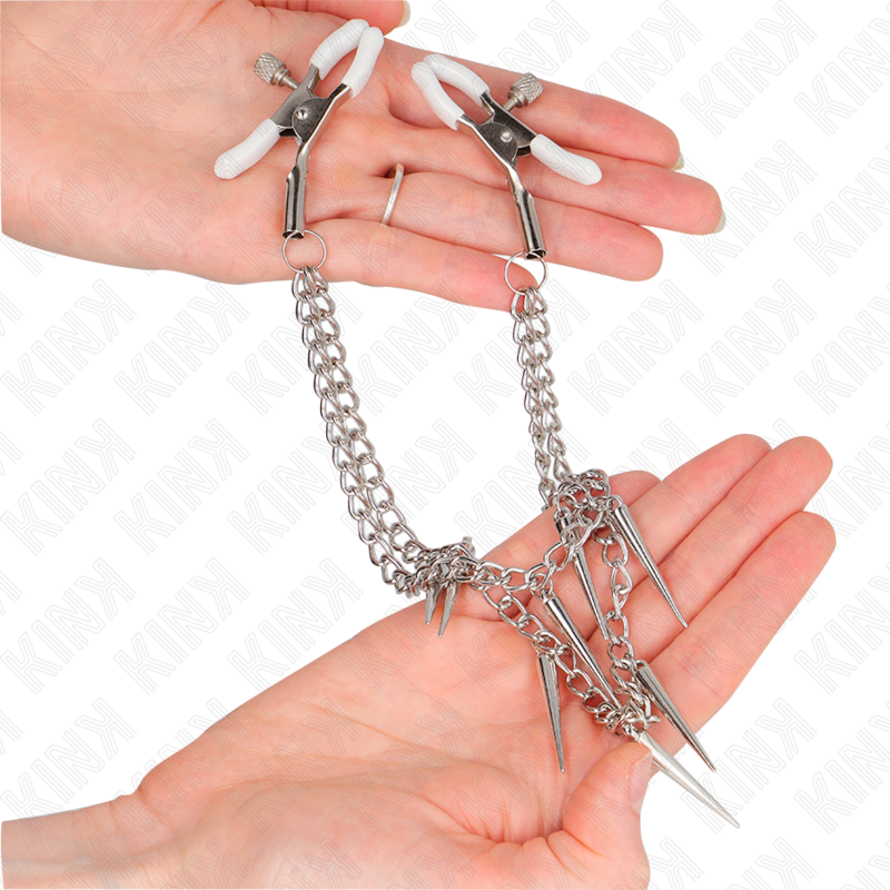 KINK - NIPPLE CLAMPS WITH SPIKES CHAINS 30 CM - NOCTURNA DESIRES