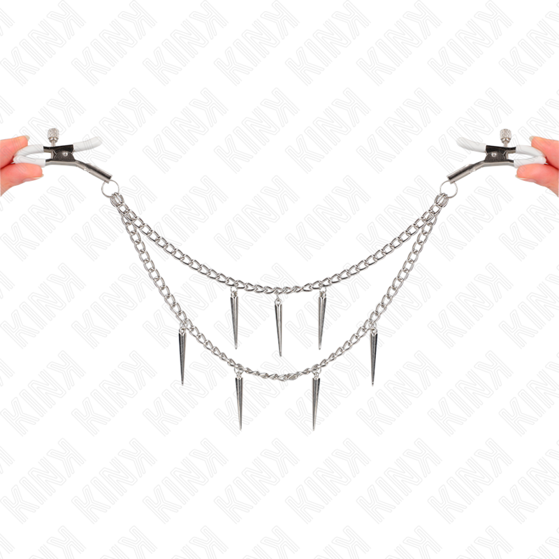 KINK - NIPPLE CLAMPS WITH SPIKES CHAINS 30 CM - NOCTURNA DESIRES