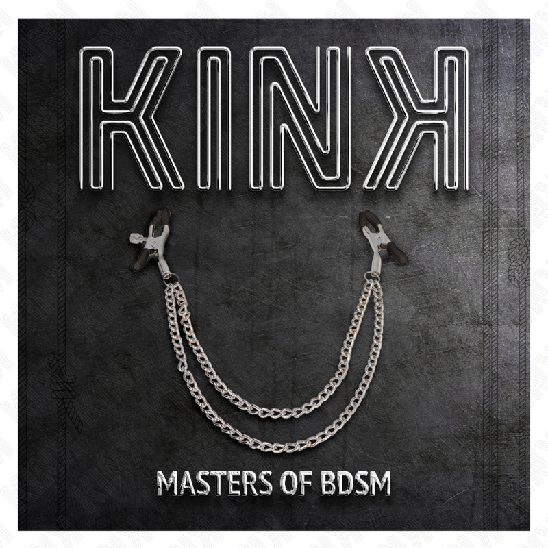 KINK - NIPPLE CLAMPS WITH 2 THICK CHAINS SILVER 20/23 CM - NOCTURNA DESIRES