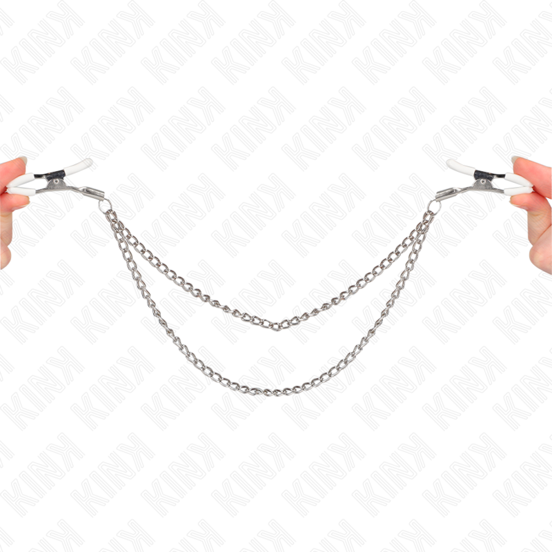 KINK - NIPPLE CLAMPS WITH 2 THIN CHAINS SILVER 20/23 CM - NOCTURNA DESIRES