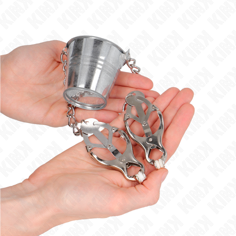 KINK - NIPPLE CLAMPS WITH A BUCKET SILVER - NOCTURNA DESIRES