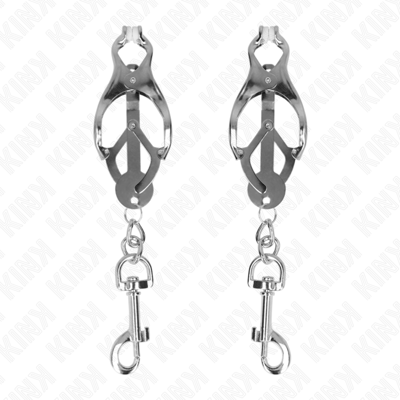 KINK - JAPANESE CLOVER NIPPLE CLAMPS WITH HOOKS SILVER - NOCTURNA DESIRES
