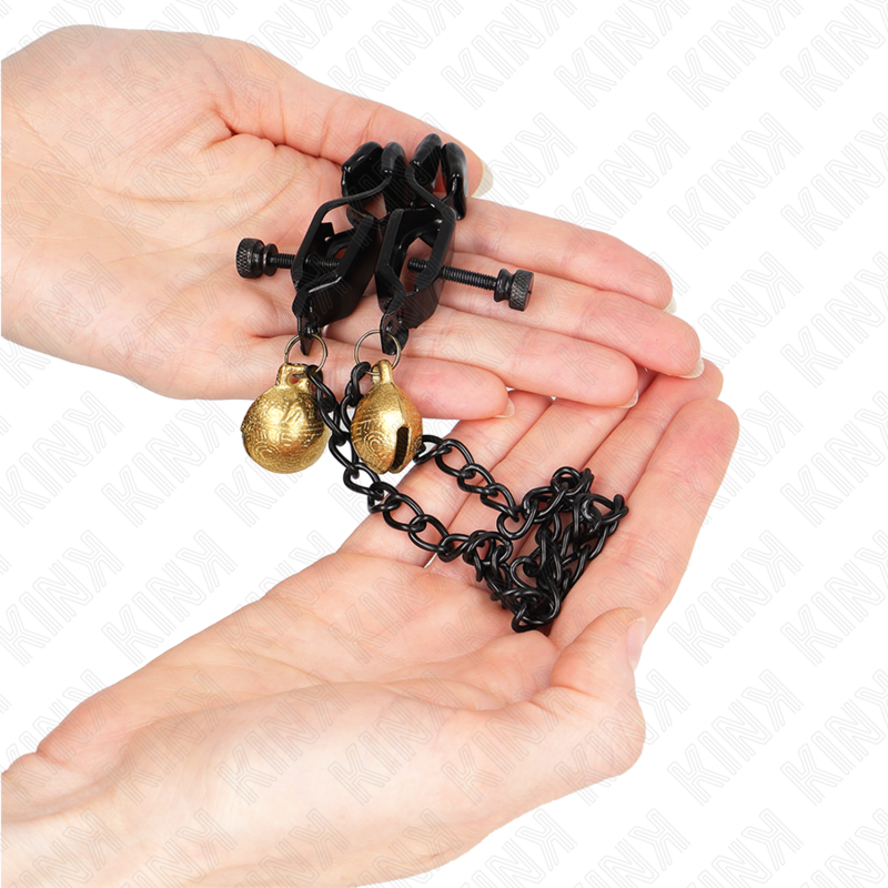 KINK - FLAT CHAIN NIPPLE CLAMPS AND BELL SILVER 30 CM - NOCTURNA DESIRES