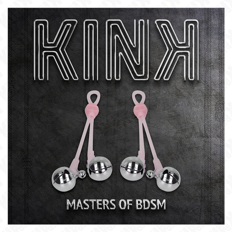 KINK - LUMINOUS SKULL NIPPLE CLAMPS WITH RING BELLS ADJUSTABLE PINK / SILVER - NOCTURNA DESIRES