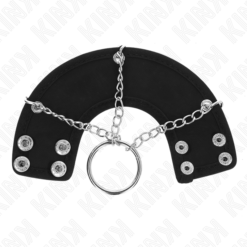 KINK - PENIS RING 4 CM CHAIN 7 CM METAL WITH LEATHER BELT - NOCTURNA DESIRES