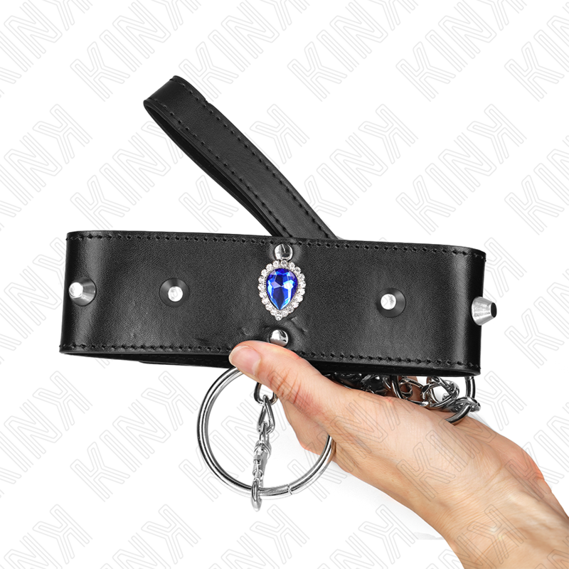 KINK - NECKLACE 65 CM WITH STRAP WITH BLUE DIAMONDS ADJUSTABLE 36-43 CM X 5 CM - NOCTURNA DESIRES