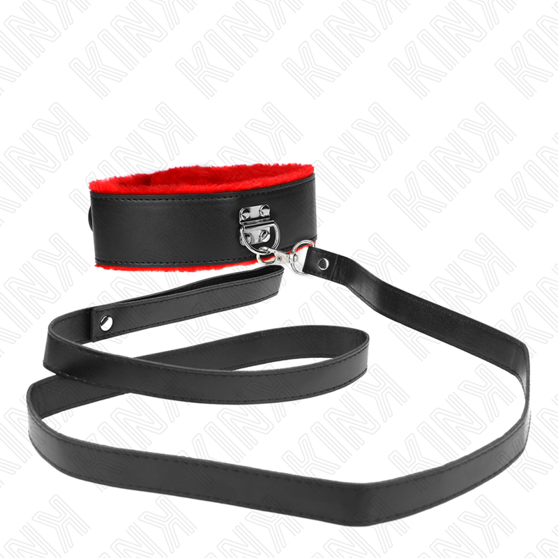 KINK - NECKLACE WITH BELT 116 CM WITH RED LEATHER STRAP ADJUSTABLE 40-48 CM X 6 CM - NOCTURNA DESIRES