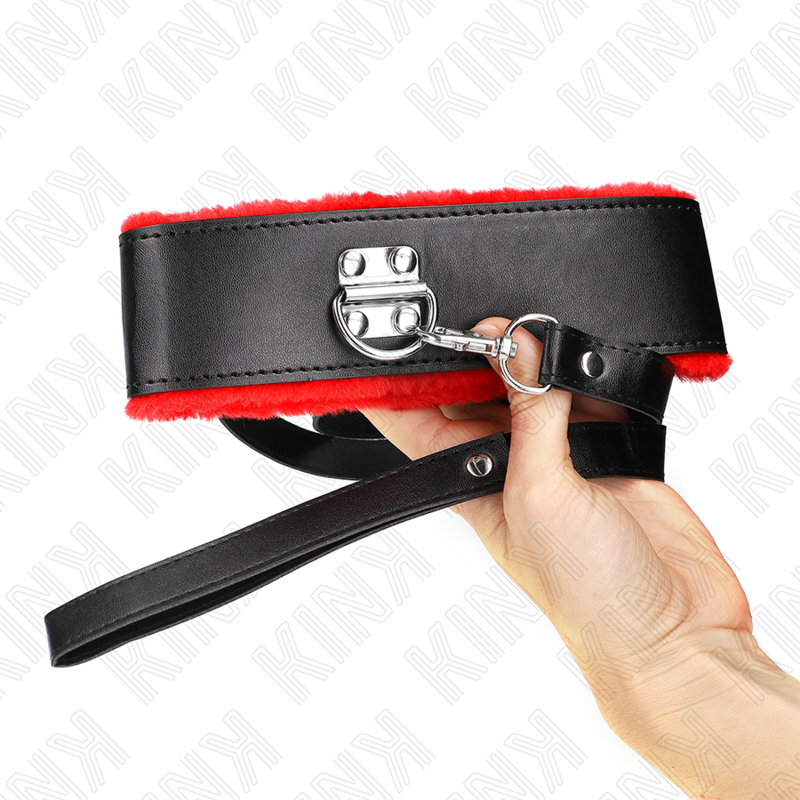 KINK - NECKLACE WITH BELT 116 CM WITH RED LEATHER STRAP ADJUSTABLE 40-48 CM X 6 CM - NOCTURNA DESIRES