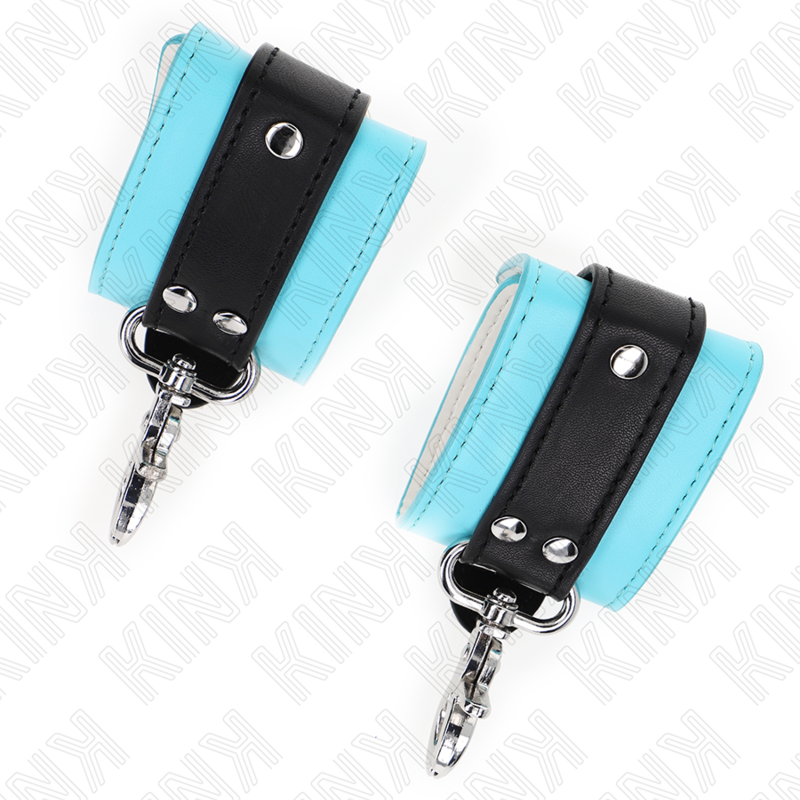 KINK - PREMIUM LOCKABLE WRIST RESTRAINTS BLACK / BLUE ADJUSTABLE 21-28 CM X 5.5 CM - NOCTURNA DESIRES