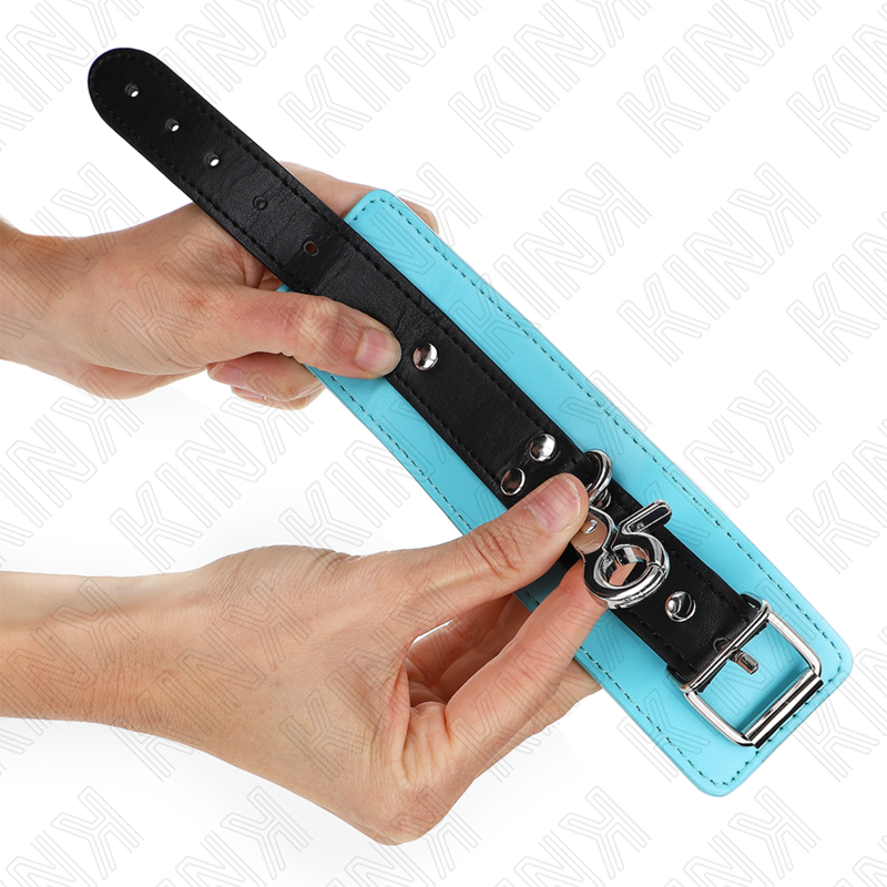 KINK - PREMIUM LOCKABLE WRIST RESTRAINTS BLACK / BLUE ADJUSTABLE 21-28 CM X 5.5 CM - NOCTURNA DESIRES
