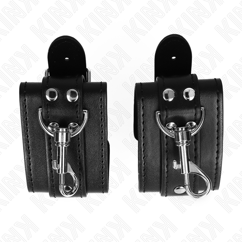 KINK - LOCKABLE DUNGEON WRIST RESTRAINTS BLACK ADJUSTABLE 21-28 CM X 5.5 CM - NOCTURNA DESIRES