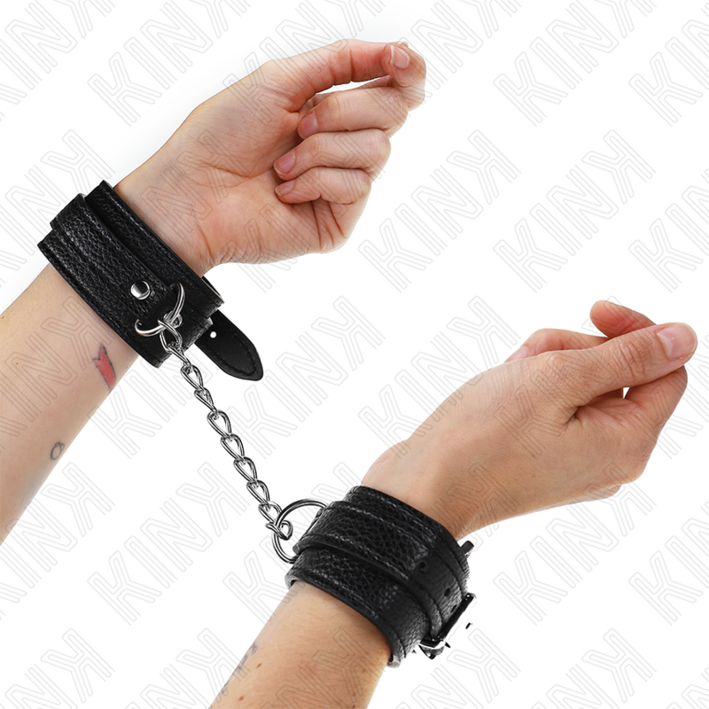 KINK - SNAKE PATTERN WRIST RESTRAINTS BLACK ADJUSTABLE 20-28 CM X 5.4 CM - NOCTURNA DESIRES