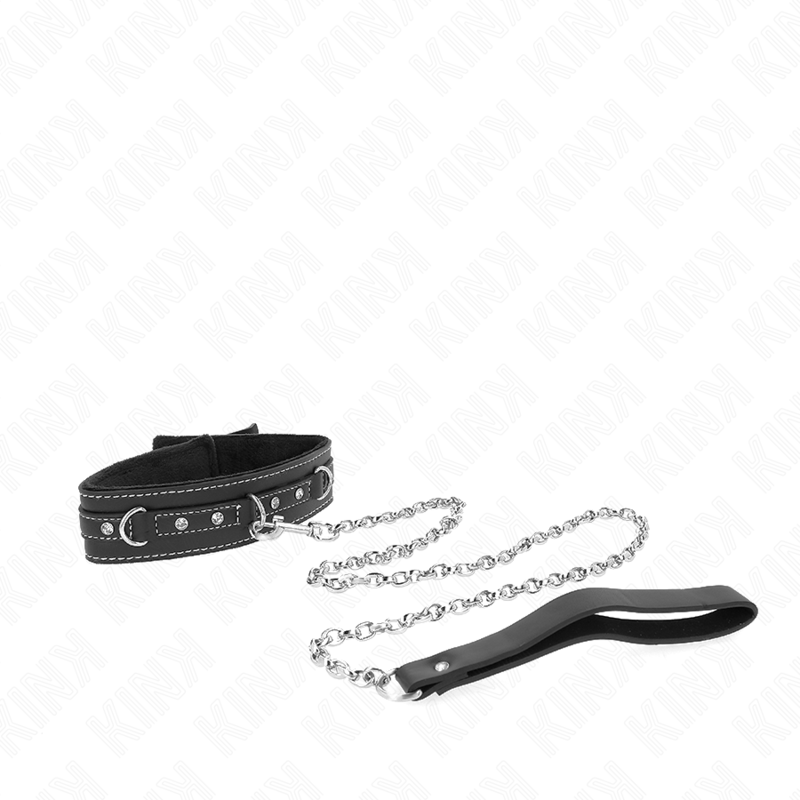 KINK - PVC LEATHER NECKLACE WITH BELT 105 CM RHINESTONE RIVET 41.5 X 4 CM - NOCTURNA DESIRES