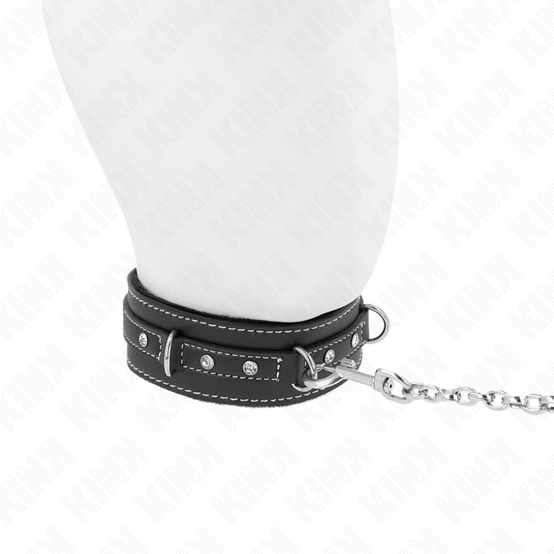 KINK - PVC LEATHER NECKLACE WITH BELT 105 CM RHINESTONE RIVET 41.5 X 4 CM - NOCTURNA DESIRES