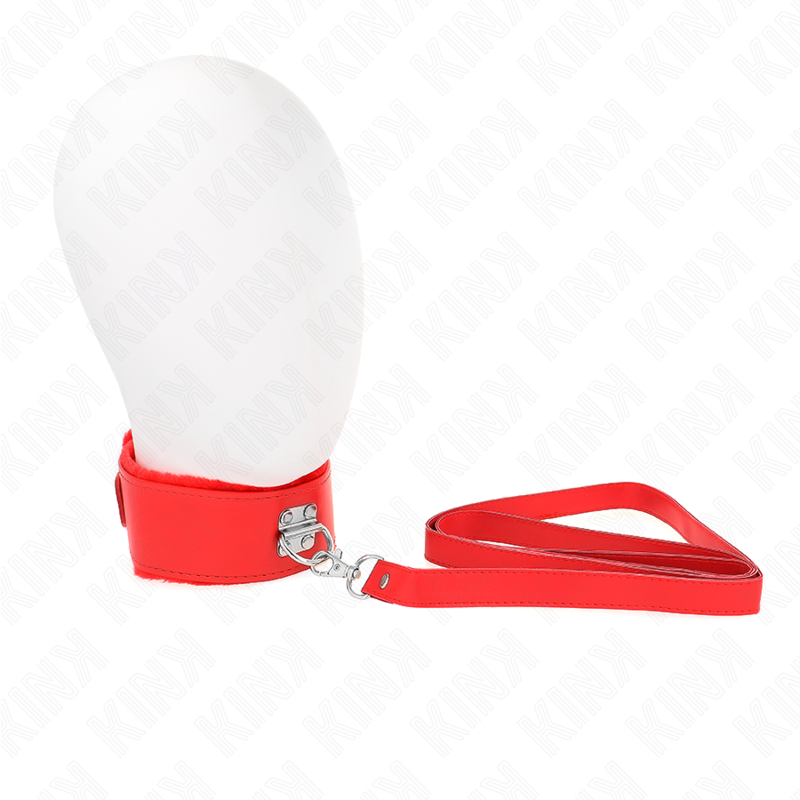 KINK - NECKLACE WITH LEASH 116 CM WITH SILVER STUDS MODEL 4 RED ADJUSTABLE 40-48 CM X 6 CM - NOCTURNA DESIRES