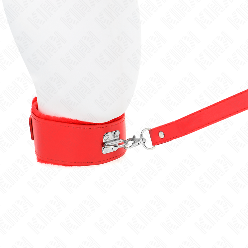 KINK - NECKLACE WITH LEASH 116 CM WITH SILVER STUDS MODEL 4 RED ADJUSTABLE 40-48 CM X 6 CM - NOCTURNA DESIRES