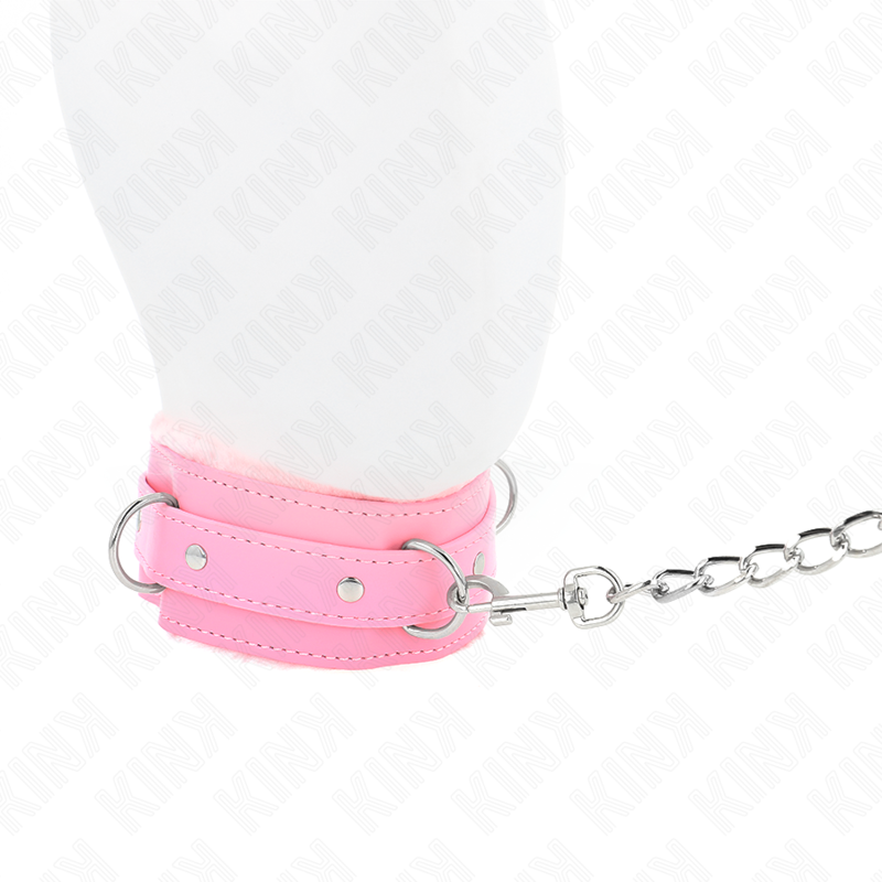 KINK - COLLAR WITH LEASH 65 CM WITH RESTRICTIONS PINK 36-42 CM X 5.5 CM - NOCTURNA DESIRES